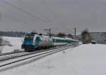 183 004 mit ALX 84113 nach Mnchen Hbf am 19.01.2013 bei Artlkofen.