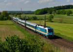 183 005 mit einem ALX nach Mnchen am 18.05.2013 bei Ergoldsbach.