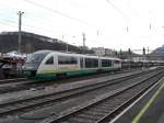 Ein seltener Gast durchfhrt den Salzburger Hauptbahnhof am 30. Dezember 2009.Es handelt sich um einen Triebwagen der  Vogtlandbahn  der derzeit
auf der Strecke der Berchtesgadener Landbahn zum Einsatz kommt.