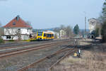 1648 211 der Oberpfalzbahn als OPB 79730 bei der Ausfahrt in Pechbrunn, 24.03.2017