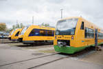 Ein Teil der Fahrzeugflotte der Länderbahn (Aufgenommen am Tag der offenen Tür bei der Länderbahn in Schwandorf, 08.10.2017).