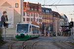 RB 1 nach Zwickau Zentrum erreicht die Endstation. Die Aufnahme stammt vom 14.02.2018. 