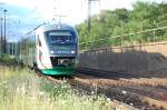 Der VT 04A auf dem Weg von Berlin nach Hof,hier bei der Durchfahrt in Doberlug-Kirchhain am 04.07.2007