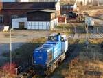 Die 9280 1275 842-3 D-DLB ( MAK G 1206 )auf dem Abstellgleis vor der neuen Eisenbahnwelt in Gera am 15.1.2020