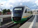 Die Vogtlandbahn VT 01B am 23.06.2007 in Gera Hauptbahnhof kurz vor der Rckfahrt nach Cheb