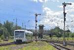 650 157 erreicht als RB1 Zwickau und fährt weiter Richtung Zwickau Zentrum.

Zwickau 28.07.2023