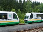 Vogtlandbahn - Bahnhof Zwotental: Flgelung des eingefahrenen Zuges.