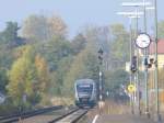 VT 12 B der Vogtlandbahn hat Wiesau (oberpf) gerade verlassen!