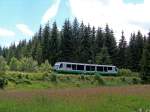 VT48 ( St. Ulrich Weischlitz ) als VBG83119 wischen Zwotental und Zwota-Zechenbach, 13.7.09.