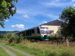 654 037 (VT37) als VBG83120 in Klingenthal, 23.8.09.