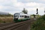 VT18 der Vogtlandbahn am 06.09.2009 bei Schwarzenfeld.