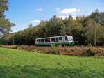 654 038 (VT38) als VBG83146 zwischen Klingenthal und Zwota, 11.9.09.