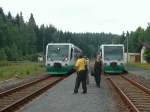 VT40 links und VT41 rechts am 24.06.2002 in Zwotental an der Strecke Falkenstein - Adorf.