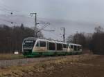 Der VT 11 und der VT 10 der Vogtlandbahn als BLB Ersatzzug am 01.01.2010 unterwegs bei Ainring.