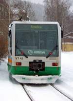 654 042 (VT42) als VBG/VIA83111 in Klingenthal, 29.1.010.