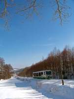 654 042 (VT42) als VBG83116 zwischen Klingenthal und Zwota, 17.2.010.