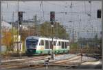 Zwei VT Desiro der Vogtlandbahn nach Schwandorf verlassen Regensburg.