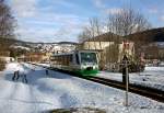 654 047 als VBG20820 (Falkenau - ) Graslitz - Lengenfeld(V) in Klingenthal, 6.2.011.