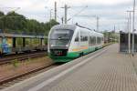 Auf dem Weg nach Cheb,fhrt VT12 in den oberen Bahnhof von Reichenbach(Vogtl.)ein.26.06.2011.