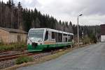 GDL-Streik 1: Am 15.4.011 war wieder ein Streik der GDL angesetzt; dem Fotografen bieten sich in Zwotental dann ganz neue Motive, da die aus Graslitz/Klingenthal kommenden Zge in Zwotental wenden und