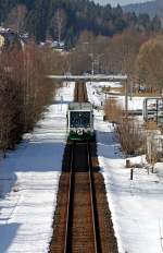 Da der nchste Winter nicht mehr weit ist und auch das aktuelle Wetter eher weniger an Hochsommer erinnert, heute einige Bilder aus der kalten Jahreszeit: 654 041 (VT41) als VBG20811 Zwickau -