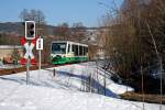 Nachschuss auf 654 032 (VT32) als VBG20819 Zwickau - Graslitz (- Falkenau) zwischen Zwota und Klingenthal, 8.3.011.