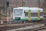 Tag 2 der Ausbildung auf den neuen Triebwagen.VBG VT50 am 01.03.2012 im Zwickauer Hauptbahnhof.