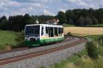 Bedingt durch die Bauarbeiten zur Elektrifizierung verkehrte an diesem 03.08.2012 die Vogtlandbahn nicht wie gewohnt von Hof nach Falkenstein,sondern nur bis Plauen oberer Bahnhof.