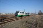 VT 11 der Vogtlandbahn am 17.3.2012 um 15:07 Uhr kurz nach seiner Abfahrt aus Zwickau in Richtung Plauen.