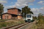 VT56 (650 156) der VBG (im Einsatz bei der Erfurter Bahn) am 11.10.2012, als EB80676 (Erfurt - Leinefelde), nach Abfahrt in Gräfentonna.