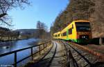 Stadler Regio-Shuttle RS1 Oberpfalzbahn VT 40 + VT 33 als RB 32988 Lam - Cham, KBS 877 Lam - Cham, fotografiert am Regen zwischen Miltach und Chamerau am 04.03.2013 