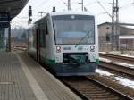 VT55 nach Plauen(Vogtl.)am 07.03.2013 auf dem Bahnhof Werdau.