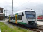 Hier sieht man den VT 54 der Vogtlandbahn am 18.Mai 2013 im Hofer Hauptbahnhof.