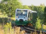 Der Regiosprinter bei der Einfahrt in Herlasgrn (Vogtland) von Treuen kommend.