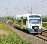 14.08.2015 12:19 VT 53 der Vogtlandbahn aus Cheb nach Zwickau Zentrum zwischen Steinpleis und Lichtentanne (Sachsen).