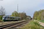 Zwei Desiros der Vogtlandbahn als VBG 74263 von Marktredwitz nach Regensburg bei Klardorf, 14.04.2014