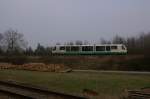 Der Regiosprinter VT36 am 16.03.07 bei der Einfahrt in den Bahnhof Schnberg(Vogtl.).