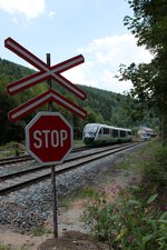  Egronet-Erkundungstour 16.-18.08.2013  Unser Zug beim Umsetzen im Bf Krázný Jez am 17.08.2013.