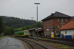 VT 25 + VT 24 der Waldbahn am 07.08.2011 im Bahnhof Freyung auf der wiedererffneten Ilztalbahn.