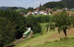 VT 15 + VT 21 der Waldbahn am 14.08.2011 unterhalb von Karlsbach an der Ilztalbahn