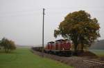 212 370 + 212 047 bringen am 11.10.2008 den Schnellumbauzug samt Schwellenwagen nach getaner Arbeit wieder zurck nach Amberg, damit er in den nchsten Tagen wo anders eingesetzt werden kann.