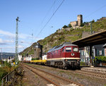 232 088 mit Bauz 91946 im Bahnhof Kaub am Rhein.Aufgenommen am 5.10.2016 bei Kaiserwetter.