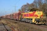 Die 543 der E&H mit leerem Kalk durch Ratingen Lintorf nach Flandersbach am 12.11.2011