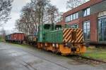 Lok 388 der Eisenbahn und Häfen (EH) im Landschaftspark Duisburg Nord, dem Gelände der ehemaligen August-Thyssen-Hütte. 22.12.2015