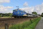 140 848-3 der EVB mit Autotransportzug in Fahrtrichtung Nienburg(Weser).