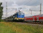 140 866-5 mit beladenem Autotransportzug in Fahrtrichtung Seelze.