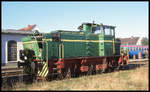 Betriebsstätte der EVB in Bremervörde am 13.4.2001:Noch in alter grüner Lackierung stand die Mak Lok 282 auf dem Gelände.