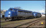 Am 13.4.2001 standen die beiden NOHAB Diesel Lokomotiven V 1701127 und V 1701138 von Eurotrac im Betriebshof der EVB in Bremervörde.