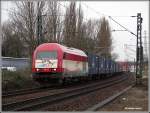 EVB 420.13 mit einem Containergterzug auf dem Weg in Richtung Hamburg Harburg.