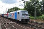 Railpool BR 185 676 und ein Eurorunner der EVB mit Containerzug bei Hamburg-Harburg am 04.08.2010